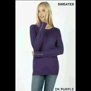 Zenana Outfitters Women Purple Pullover Sweater 1XL